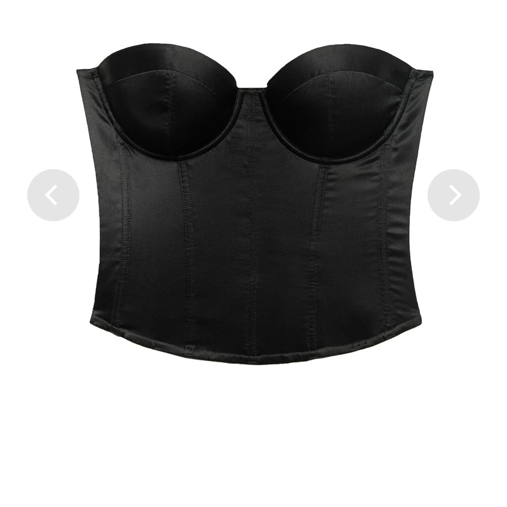 Fleur du Mal Black Satin Bustier Top